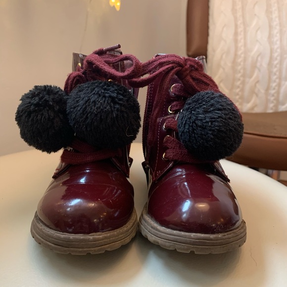 Rampage Girls fun patent burgundy/wine combat boot - Picture 3 of 8